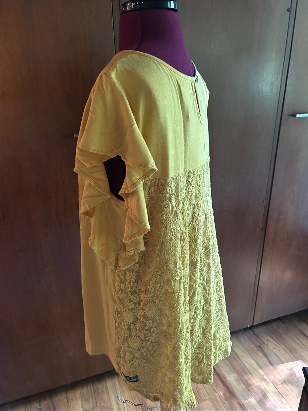 Matilda Jane Yellow Lace Flutter Sleeve Tunic